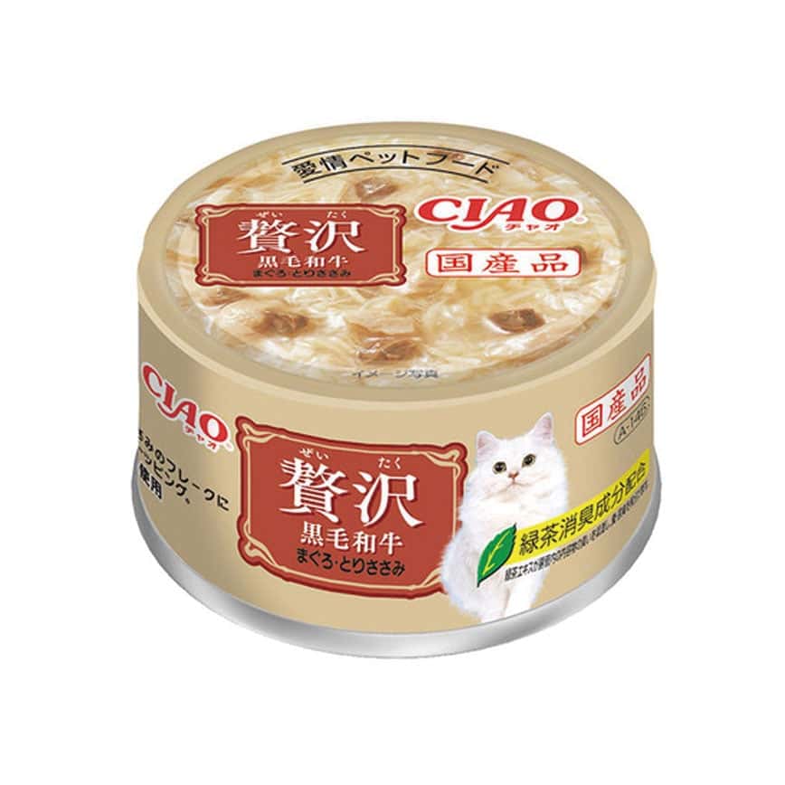 CIAO 貓罐頭 豪華貓罐頭 黑毛和牛+金槍魚+雞肉 80g (啡) (A-146) (圖片2)