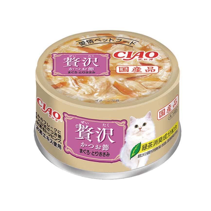 CIAO 貓罐頭 豪華貓罐頭 鰹魚+金槍魚+雞肉 80g (A-145) (圖片2)