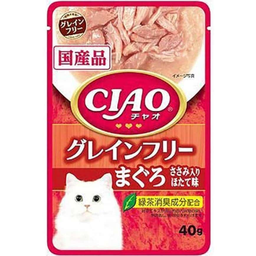 CIAO 貓濕糧 無穀物 金槍魚+雞肉+扇貝 35g (紅橙) (IC-361) (圖片2)