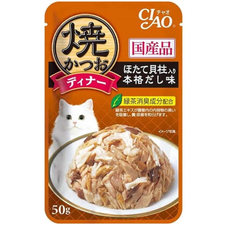 CIAO 貓濕糧 日本燒鰹魚晚餐包 扇貝+高湯 50g (啡) (IC-236) (圖片2)