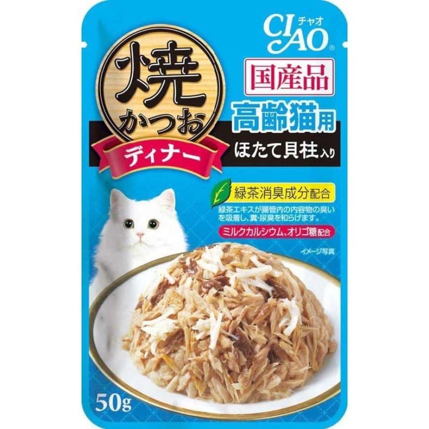 CIAO 貓濕糧 日本燒鰹魚晚餐包 高齡貓 扇貝 50g (藍) (IC-237) (圖片2)