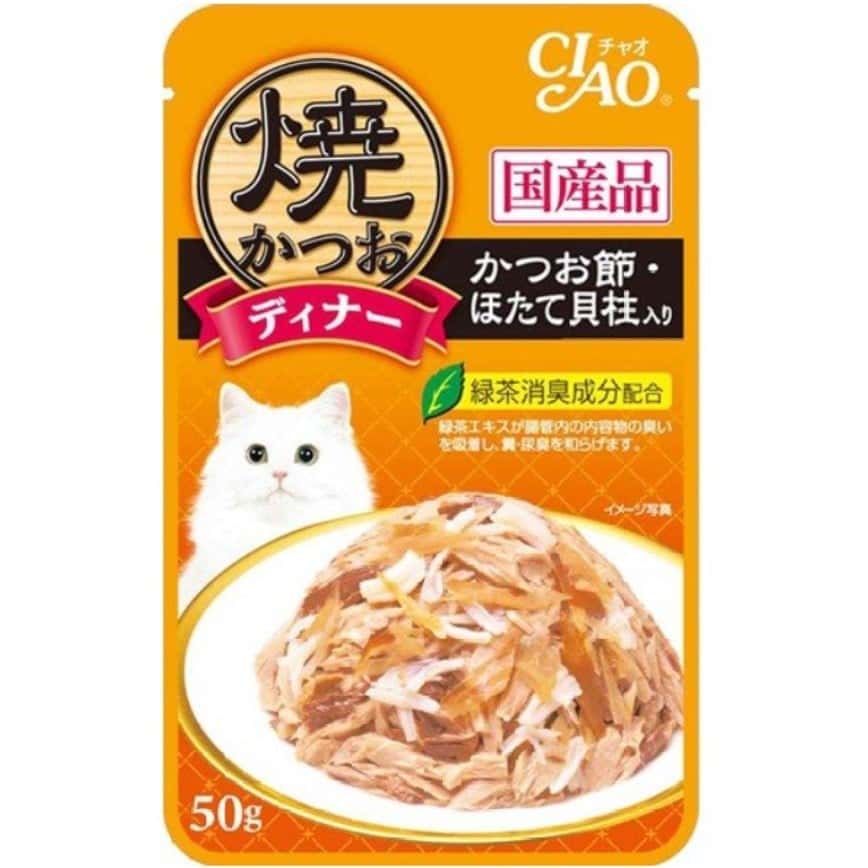 CIAO 貓濕糧 日本燒鰹魚晚餐包 鰹魚+扇貝 50g (橙) (IC-231) (圖片2)