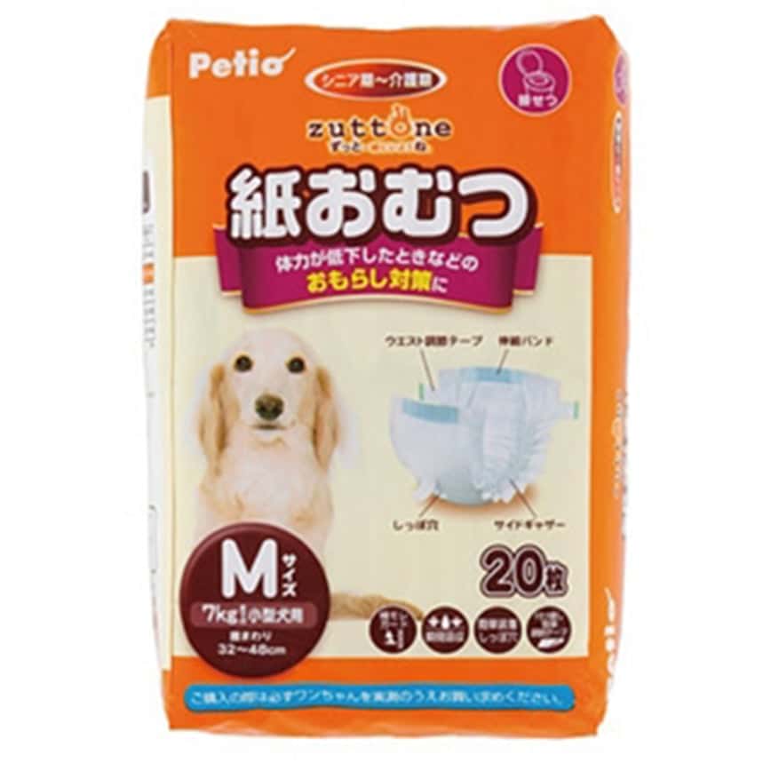 Petio zuttone 高齡犬護理專用 包圍式紙尿褲 寵物尿墊 狗尿墊 狗尿片 M 20片 (91601342) (圖片2)
