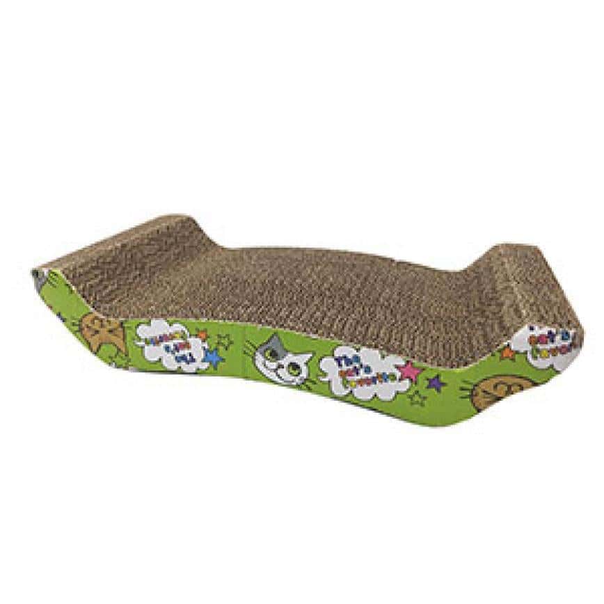 瓦楞紙貓抓板 一面青色一面黃色 兜形 (圖片2)