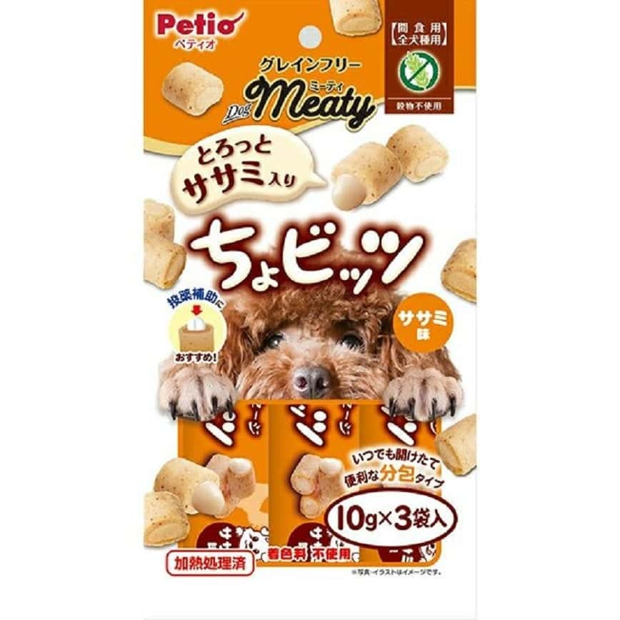 Petio 狗零食 Meaty無添加雞胸肉&鰹魚流心肉粒 (輔助餵藥 DHA・EPA+) 10gx3袋 (90502657) (圖片2)