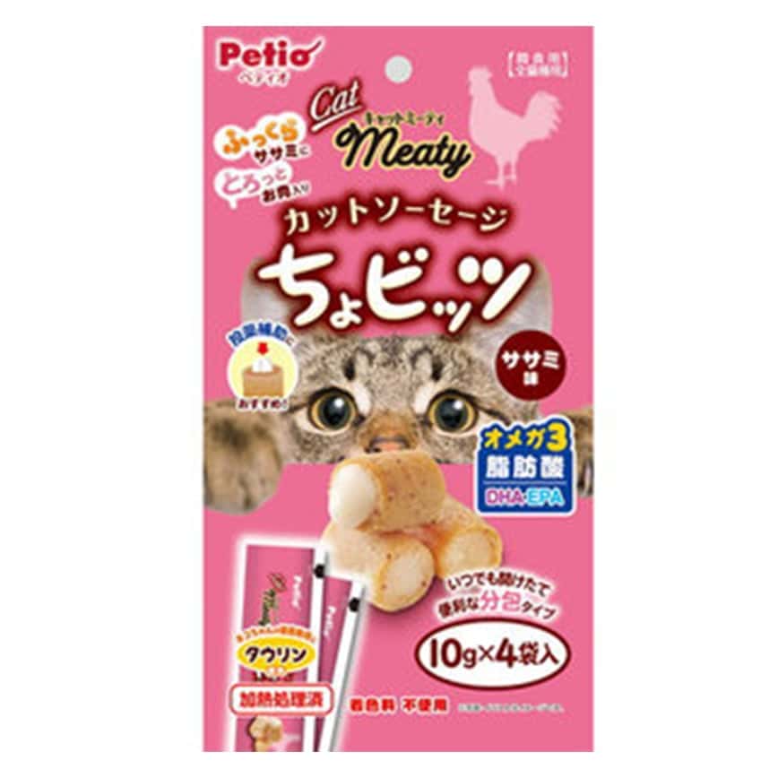 Petio Meaty 貓零食 Meaty 無添加雞胸肉味流心肉粒(輔助餵藥 牛磺酸・DHA・EPA+)10gx4小袋 (90602687) (圖片2)