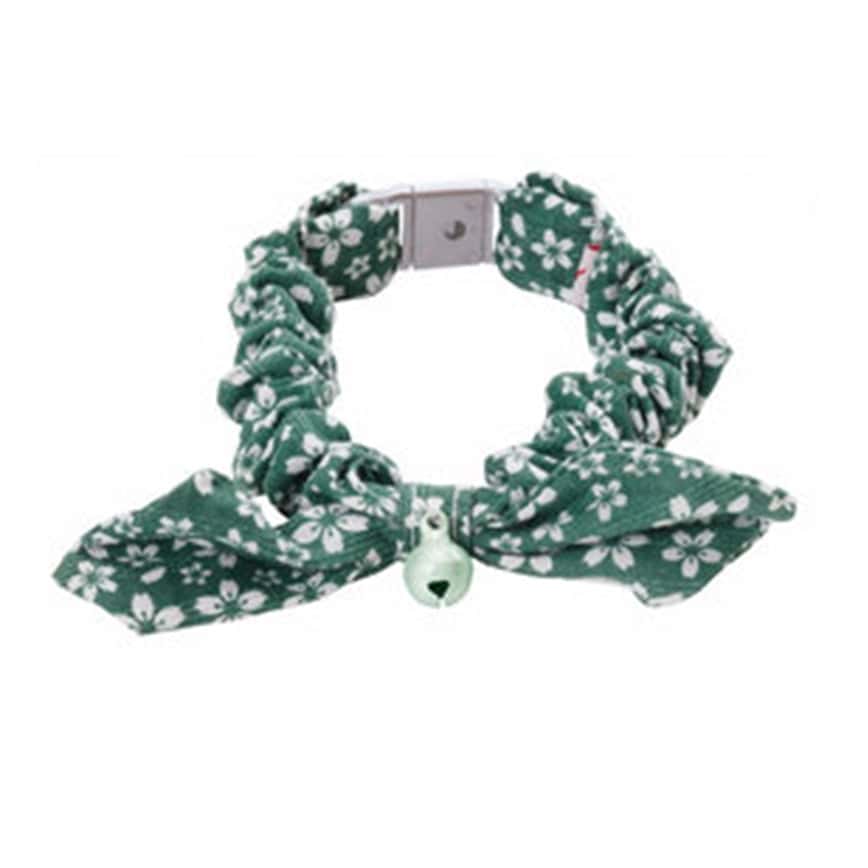 Petio 田園風蝴蝶結頸帶 櫻花 綠色 (貓用) (91601884) (圖片2)