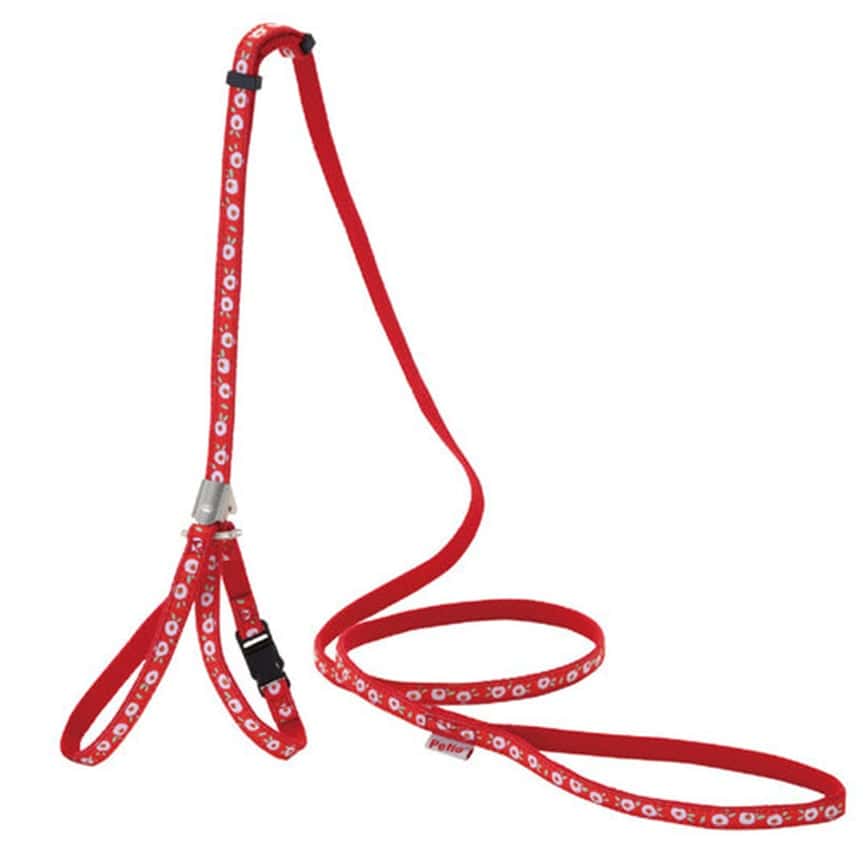 Petio 貓小町和風胸帶牽引繩 紅色山茶花 (貓用) (91602367) (圖片2)