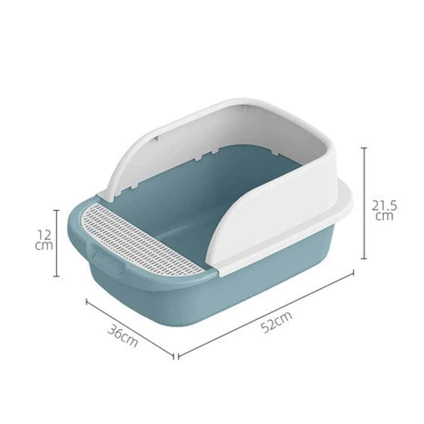 半封閉 單層防噴加高貓砂盆 大碼藍白色 (圖片2)