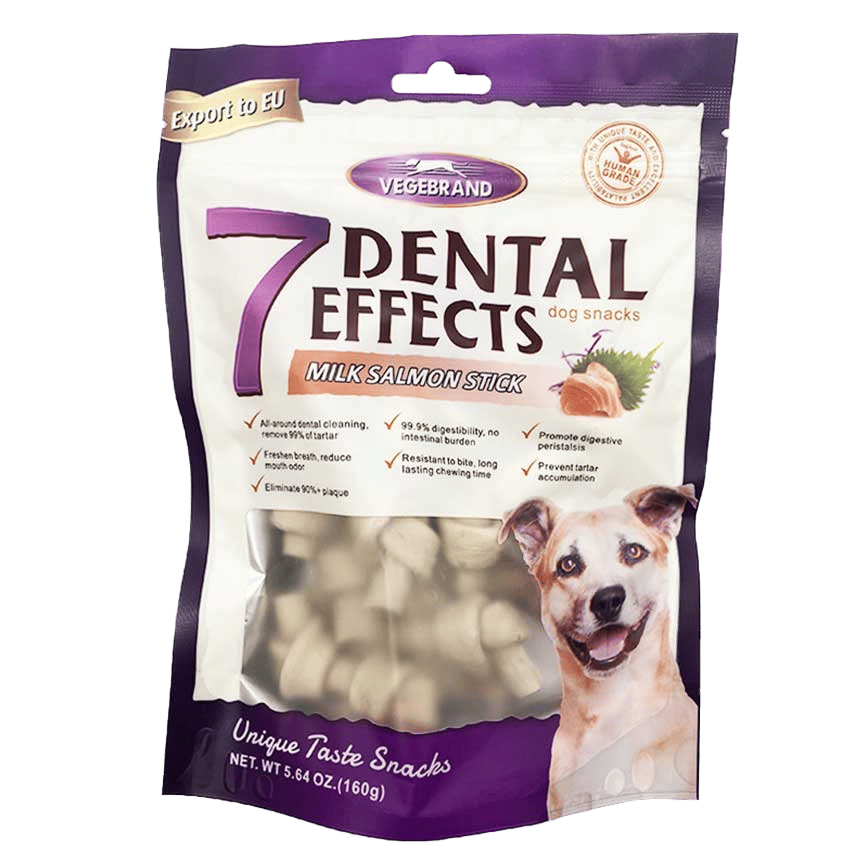 VEGEBRAND 7重高效 除口臭磨牙潔齒骨 狗小食 雙結骨三文魚味 160g (圖片2)