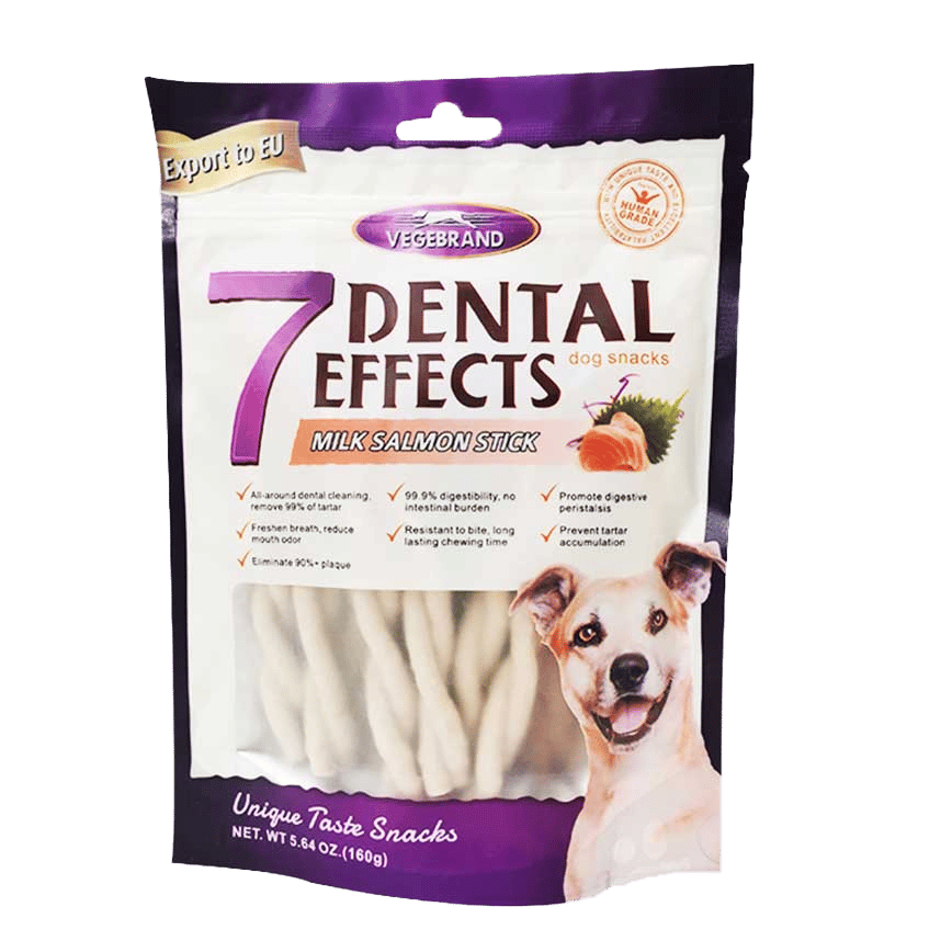 VEGEBRAND 7重高效 除口臭磨牙潔齒棒 狗小食 紐紋三文魚牛奶味 160g (圖片2)