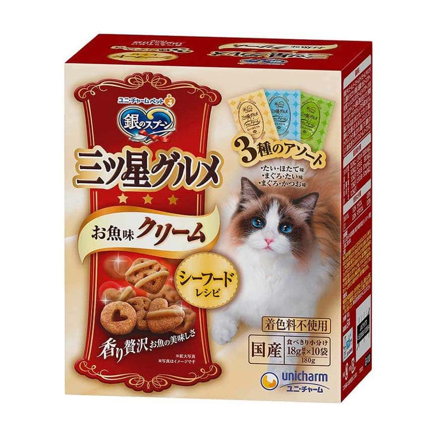 Unicharm 貓零食 日本三星銀匙貓脆餅 混合裝 鯛魚+扇貝及金槍魚及金槍魚+鰹魚 180g (G-110) (圖片2)