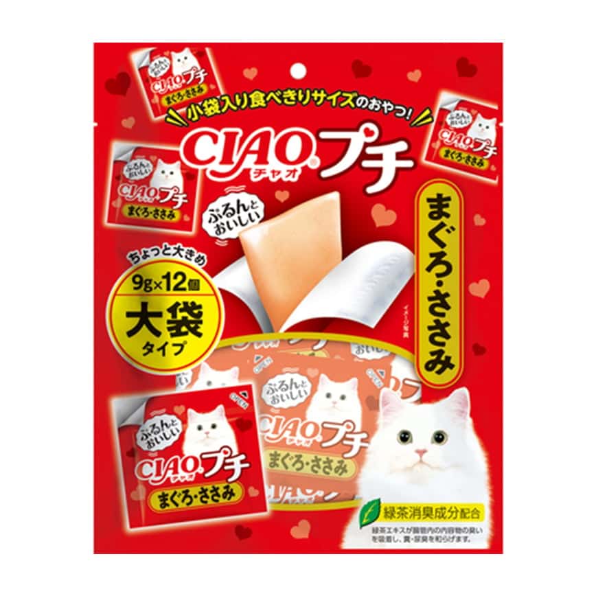 CIAO 貓零食 日本大大塊肉片 金槍魚+雞肉味 9g 12枚 (紅) (TSC-154) (圖片2)