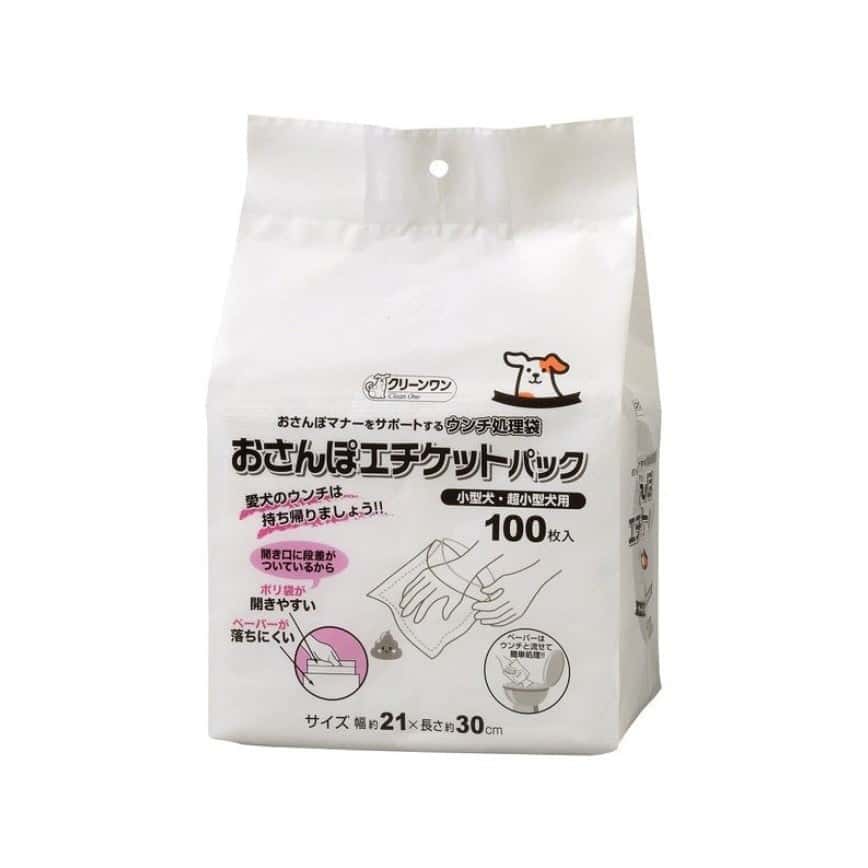 日本Clean one 寵物散步必備 糞便處理袋 小型犬用 [21*30cm 100枚] (圖片2)
