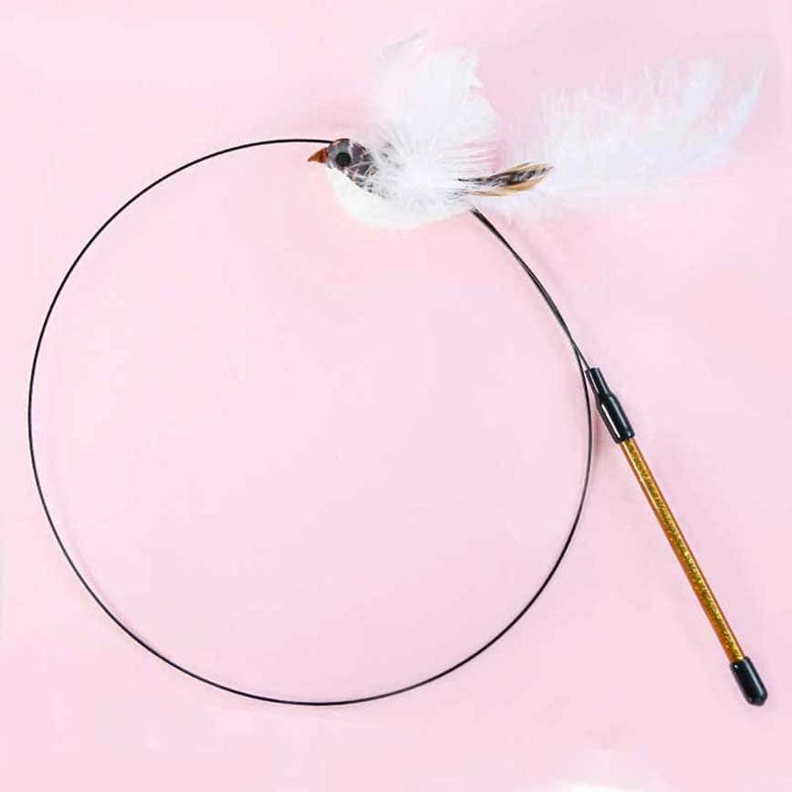 HelloDOG 玩具嚴選 飛翔鋼絲 小玄鳥羽毛逗貓棒 款式隨機 (圖片2)