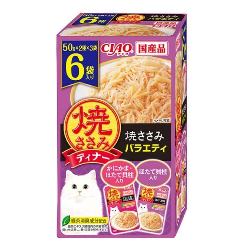 CIAO 貓濕糧 日本燒雞肉晚餐包 蟹柳扇貝+扇貝 50g 6袋入 (IC-399) (圖片2)