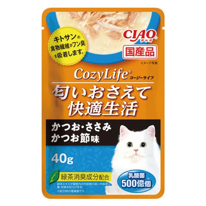 CIAO 貓濕糧 日本COZY LIFE軟包系列 鰹魚雞肉扇貝 40g (藍) (IC-452) (圖片2)