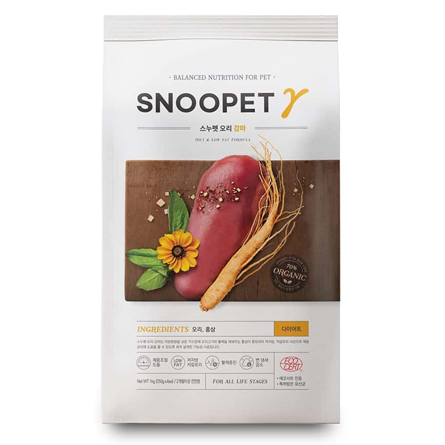 Snoopet γ 狗糧 低油健美有機配方 鮮鴨肉+紅參+蔬菜 1kg (SP0332) (圖片2)