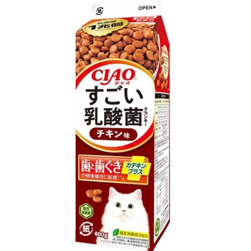 CIAO 貓糧 日本乳酸菌系列 維護牙齒健康 雞肉味牛奶盒裝 400g (P-284) (圖片2)