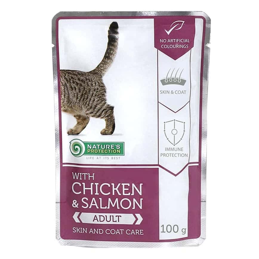 Nature's Protection 貓濕糧 成貓主食袋裝濕糧 健康皮膚和毛髮配方 雞肉+三文魚 100g (KIP92100G) (圖片2)