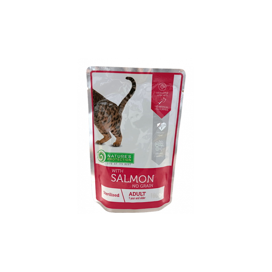 Nature's Protection 貓濕糧 成貓主食袋裝濕糧 絕育配方 三文魚 100g (KIP45100G) (圖片2)