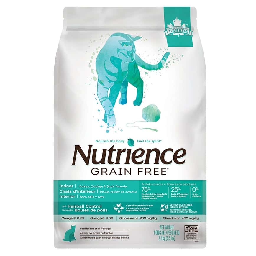 Nutrience 無穀物貓糧 室内全貓配方 火雞+雞+鴨 5.5lb 2.5kg (C2551) (圖片2)