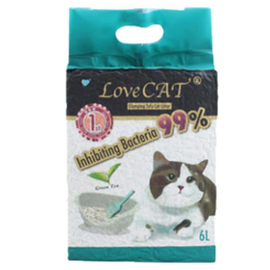 LoveCAT 天然健康 豆腐貓砂 綠茶味 真空包裝 6L (圖片2)