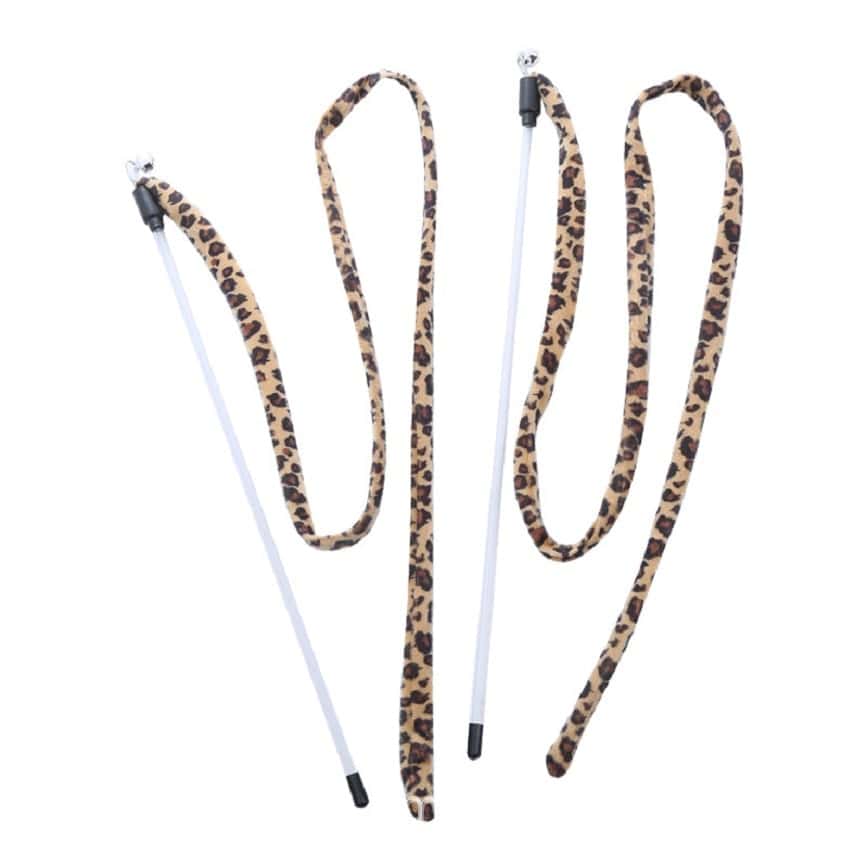 柔軟豹紋布條帶鈴鐺逗貓棒 (圖片2)