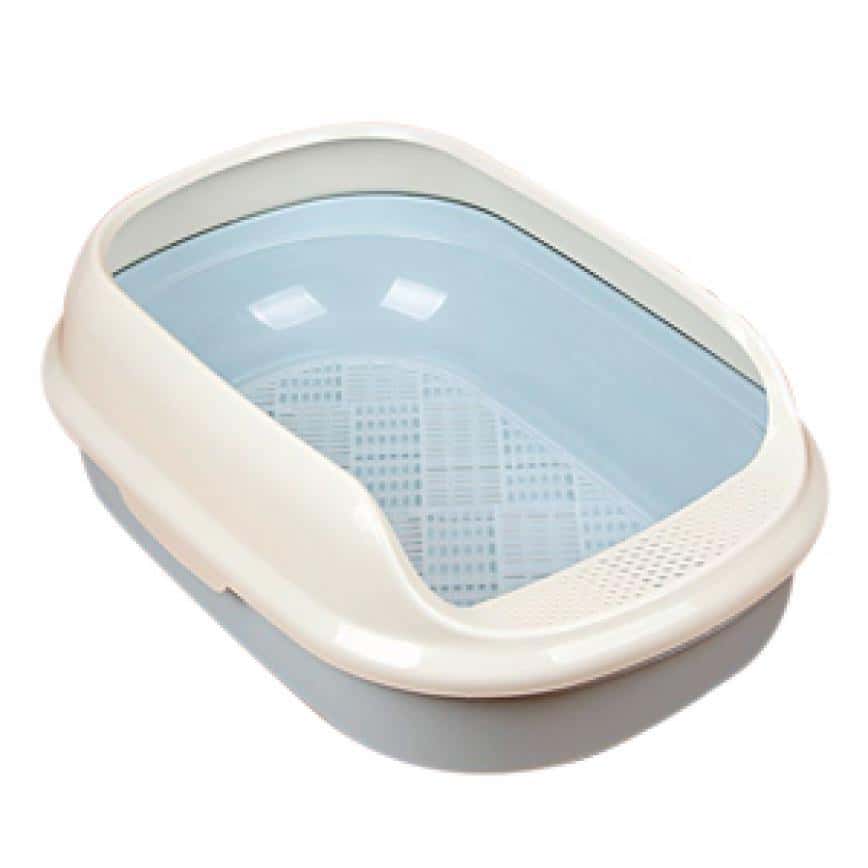 防噴濺高級雙層木砂貓砂盆 長方型 (粉藍) (圖片2)