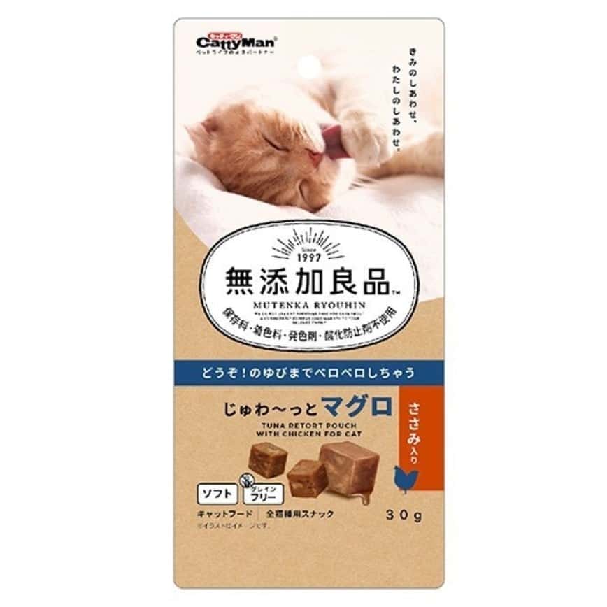 日本CattyMan 貓零食 無添加良品 雞肉吞拿魚方粒 30g (圖片2)