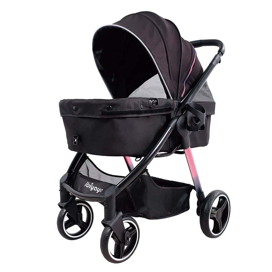 IBIYAYA 寵物車 雙開敞篷寵物推車 黑色 (IBI-FS2102BK) (圖片2)
