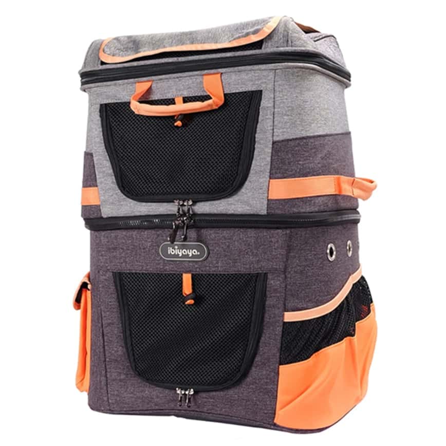 IBIYAYA 寵物背包 上下舖寵物分享包 橘灰 (IBI-FC1980-OG) (圖片2)