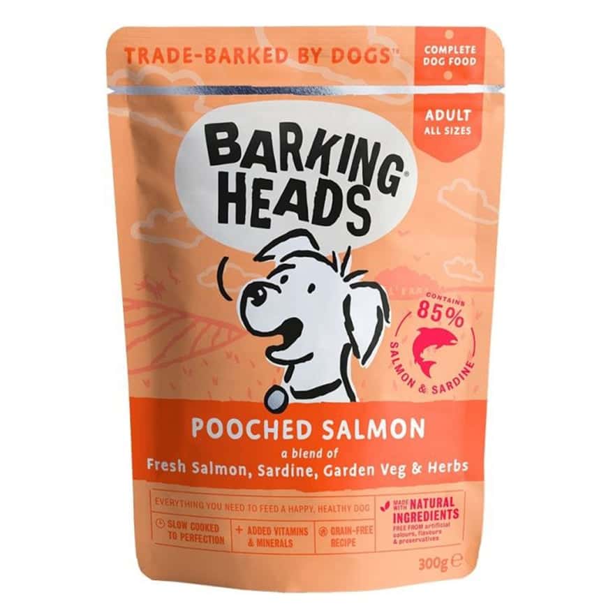 Barking Heads 狗濕糧 無穀物食用濕包 三文魚 300g (BHWS) (蟹紅色) (新舊包裝隨機) (圖片2)