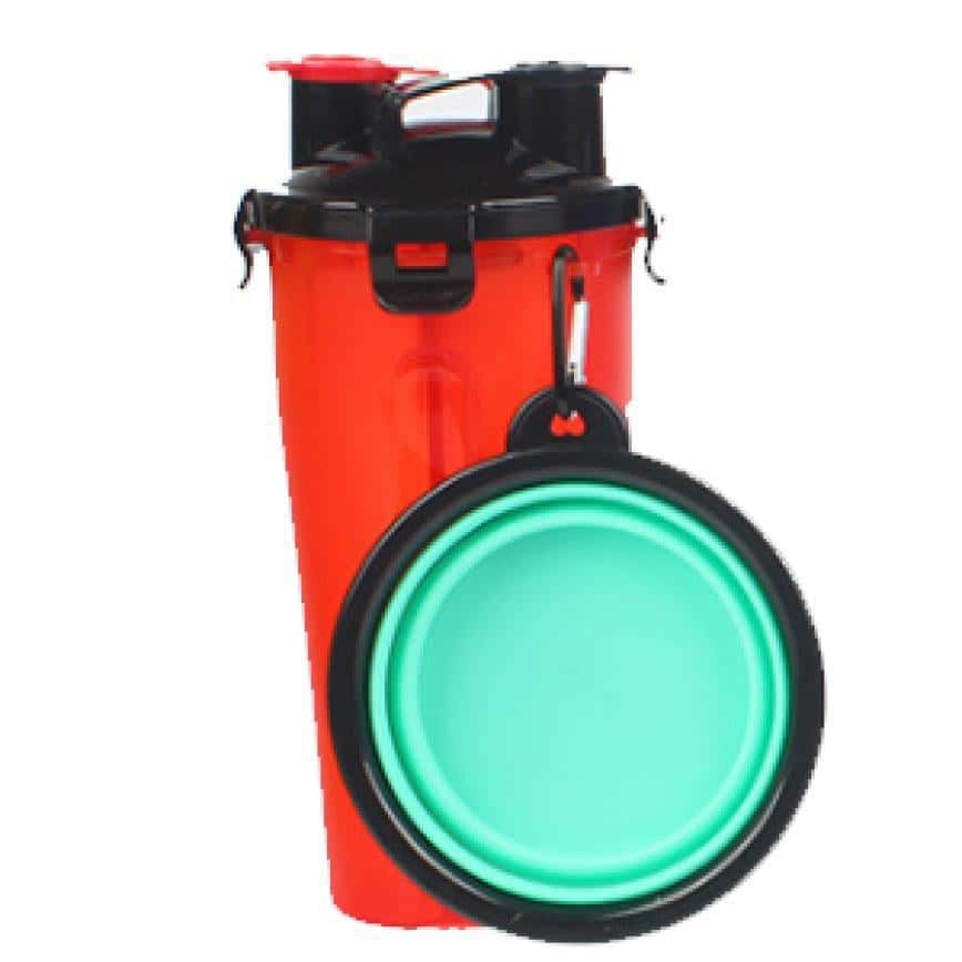 HYDRA便捷 狗狗外出便攜兩用水糧杯連折叠碗 (紅) (圖片2)