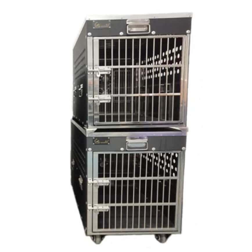 Solidpet蘇力 寵物籠 貓籠狗籠 ABS板固定飛機籠組合 風扇有輪款 三號 (STAC-128-BK) (圖片2)