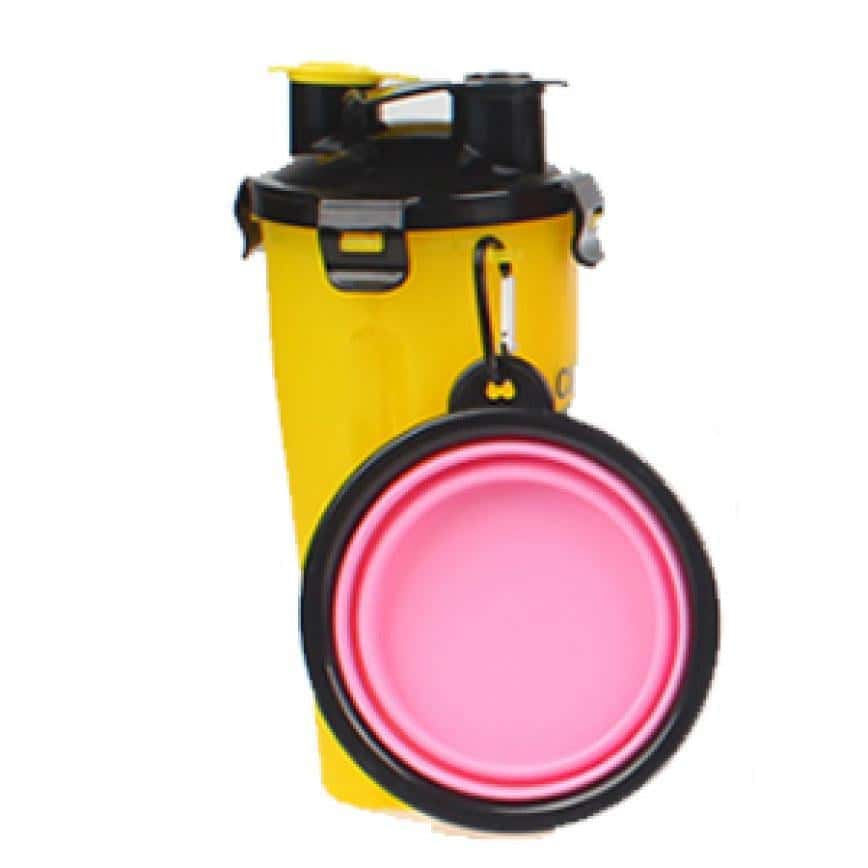 HYDRA便捷 狗狗外出便攜兩用水糧杯連折叠碗 (黃) (圖片2)