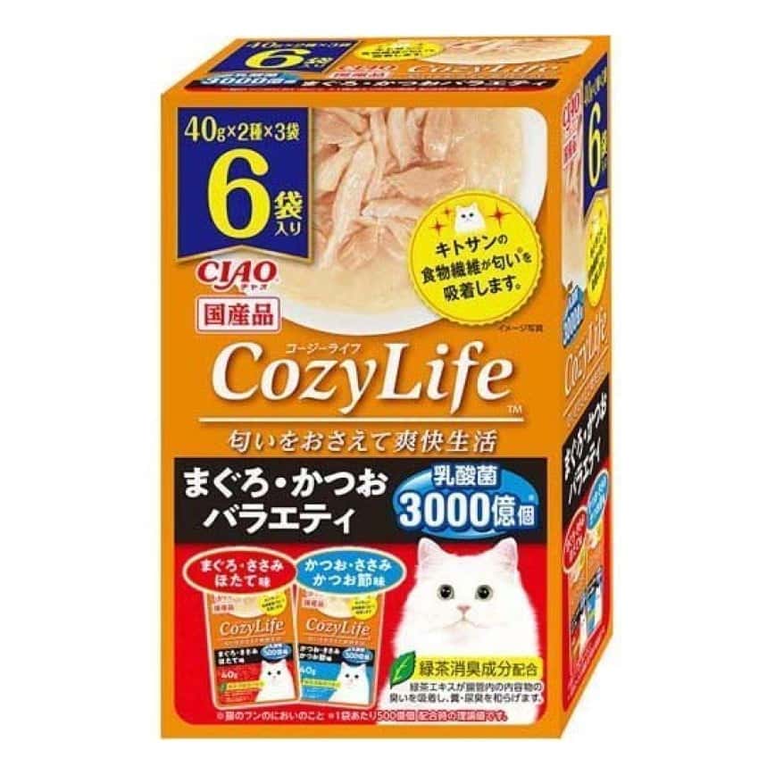 CIAO 貓濕糧 CozyLife 金槍魚+鰹魚組合裝 40g 6袋入 (橙) (IC-400) (圖片2)