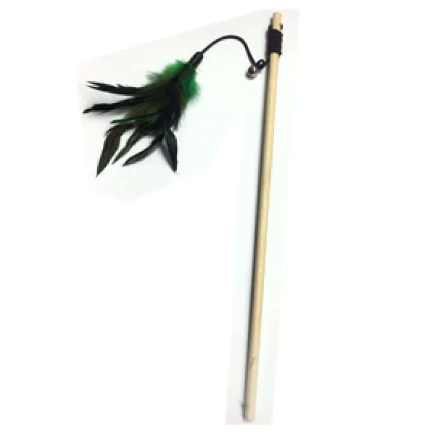 羽毛木製帶鈴鐺逗貓棒 (顏色隨機) (圖片2)