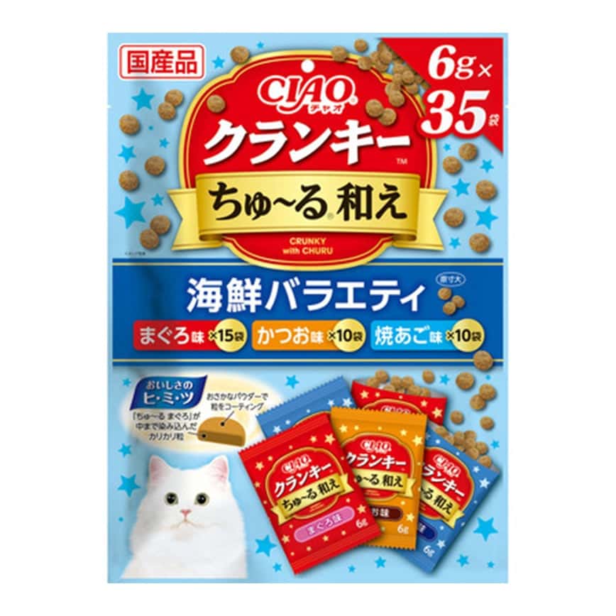 CIAO 貓零食 日本夾心貓餅 海鮮組合 6g 35袋入 (P-347) (圖片2)