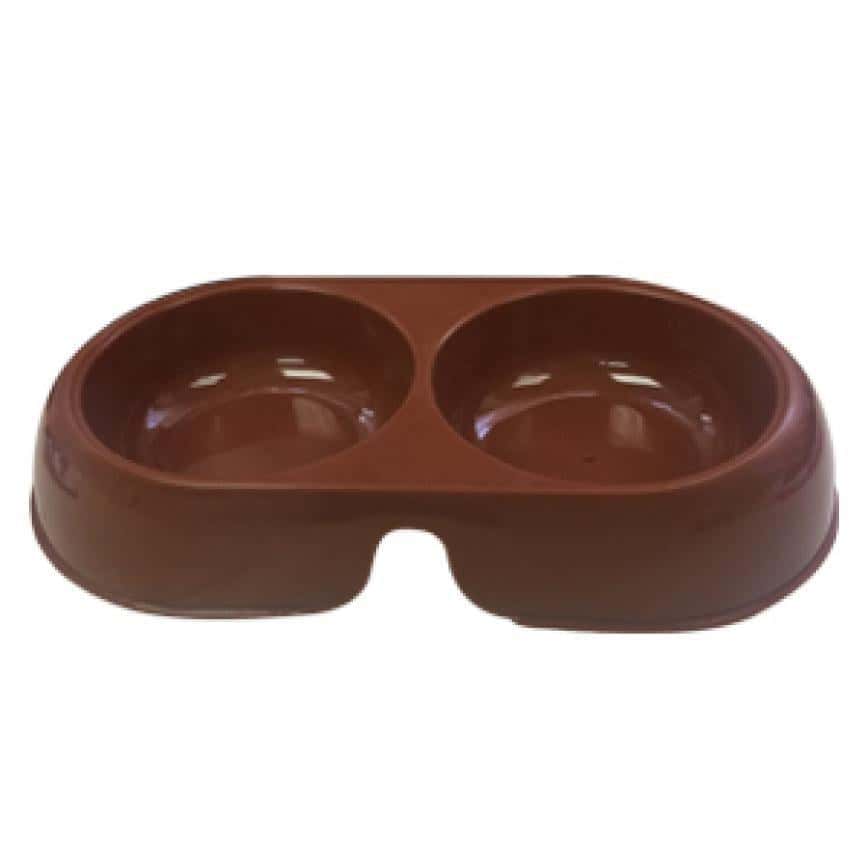 實惠型塑膠孖盤寵物糧食碗 (啡) (貓犬用) (圖片2)