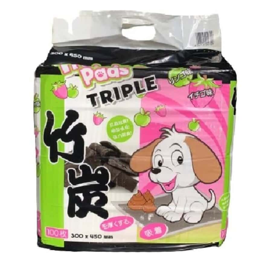 TRIPLE Training Pads 寵物尿墊 狗尿墊 狗尿片 竹炭士多啤梨味 [30x45 1.5尺 100枚] (圖片2)