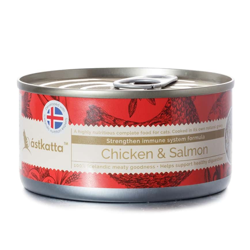 Astkatta 冰島罐 貓罐頭 强化免疫力主食配方 走地雞藍背三文魚 170g (P00023) (圖片2)