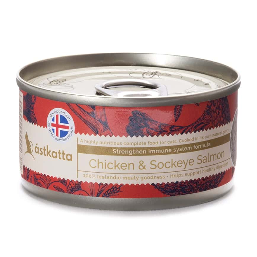 Astkatta 冰島罐 貓罐頭 强化免疫力主食配方 走地雞藍背三文魚 80g (P00053-1) (圖片2)