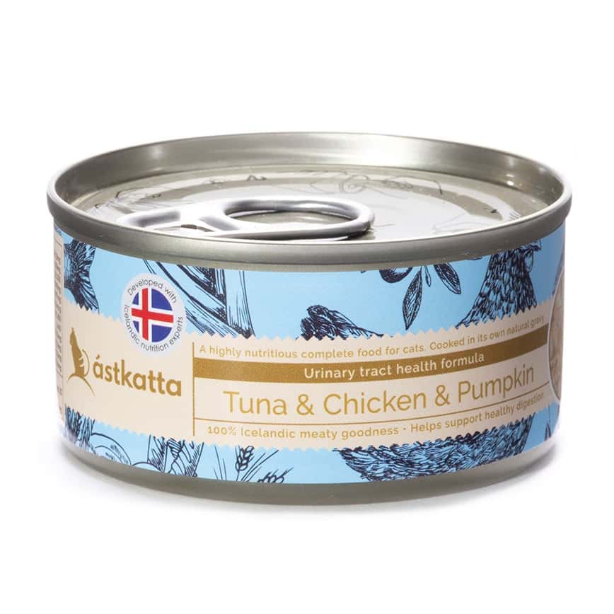 Astkatta 冰島罐 貓罐頭 泌尿系統友善主食配方 白鰹吞拿雞肉南瓜 80g (P00100) (新舊包裝隨機發貨) (圖片2)