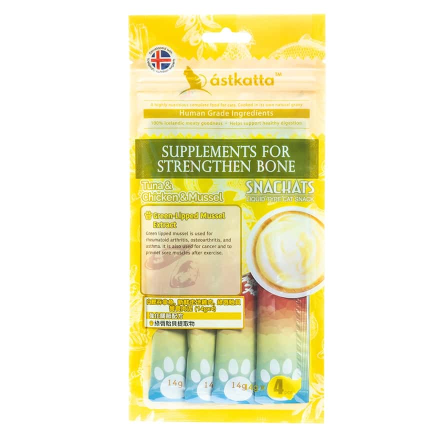 Astkatta 貓零食 營養肉泥 強化關節系列 白鰹吞拿魚+新鮮走地雞肉+綠唇胎貝 14gx4 (P00046) (圖片2)