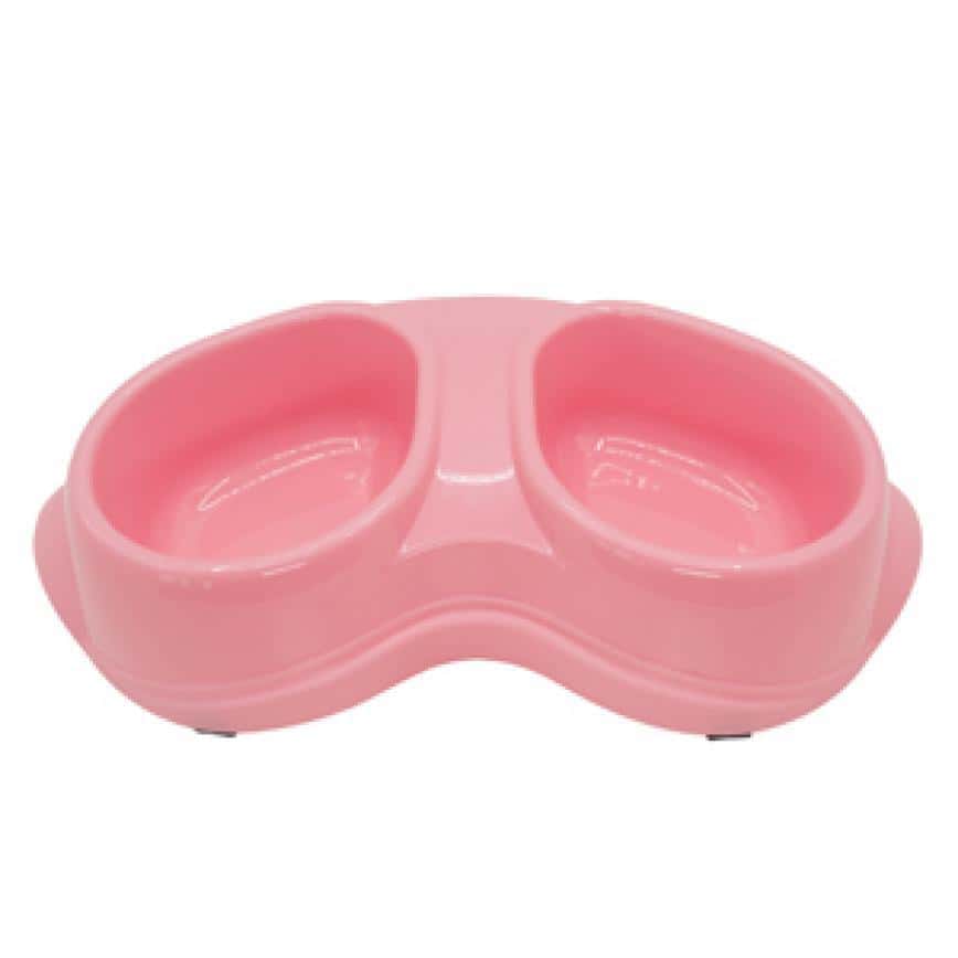 搗蛋鬼 塑膠孖盤寵物糧食碗 (粉紅) (貓犬用) (圖片2)