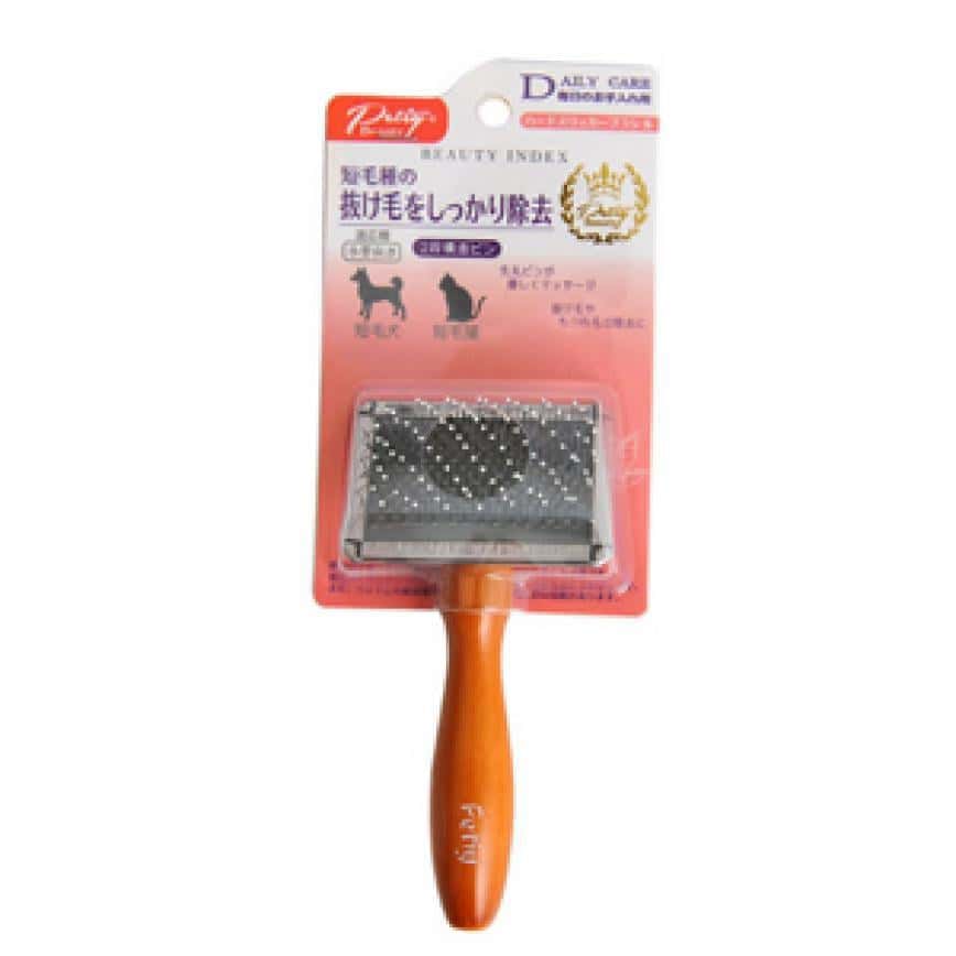 Petiy Beauty 用具嚴選 兩段結構木柄鋼絲梳毛刷 細碼 (短毛貓犬用) (Y91024) (圖片2)