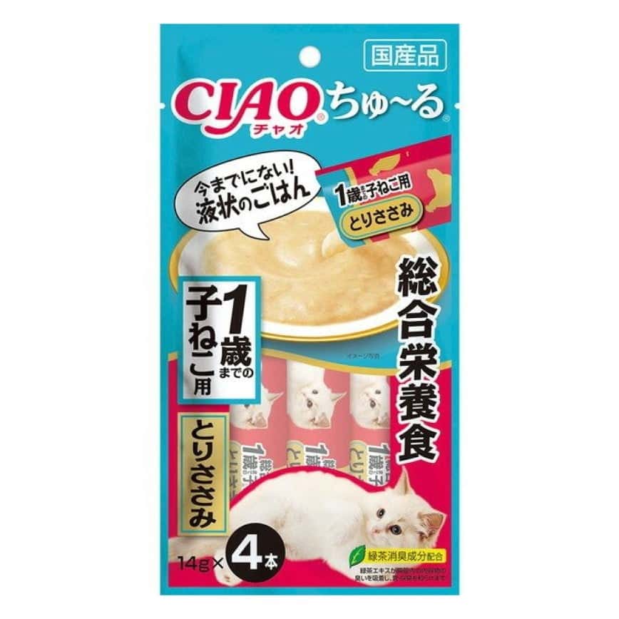 CIAO 肉泥 貓零食 1歲以下子貓用 綜合營養食 雞肉 14g 4本入 (SC-250) (圖片2)