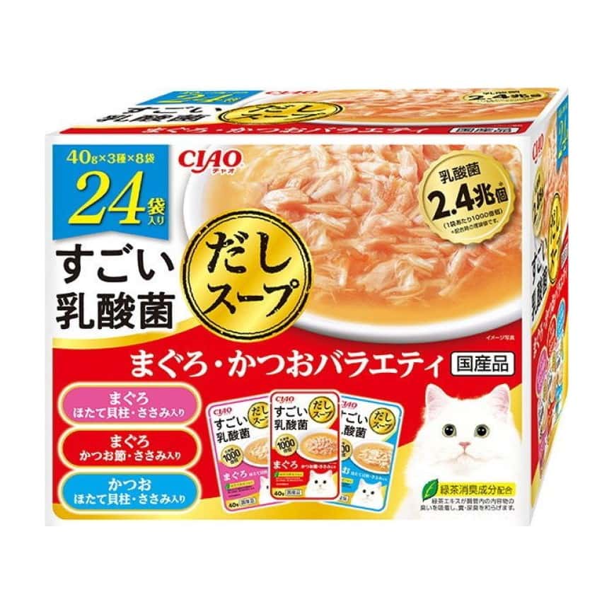 CIAO 貓濕糧 1000億個乳酸菌 金槍魚+鰹魚組合裝 40g 24袋入 (紅) (IC-493) (圖片2)