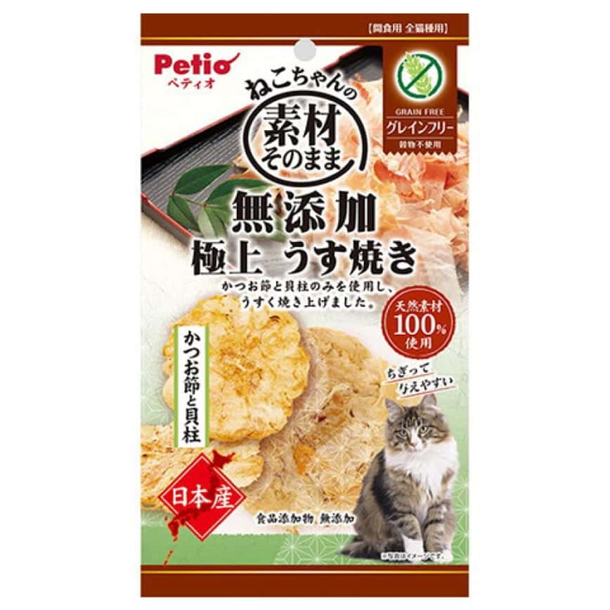 Petio 無穀物貓零食 日本產無添加 極上燒鰹魚節 &扇貝薄片 (牛磺酸・維他命・DHA+) 3g (90602902) (圖片2)